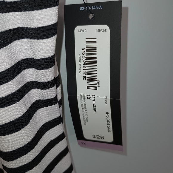 Worthington Black and White Striped Blouse 1X - Picture 4 of 9